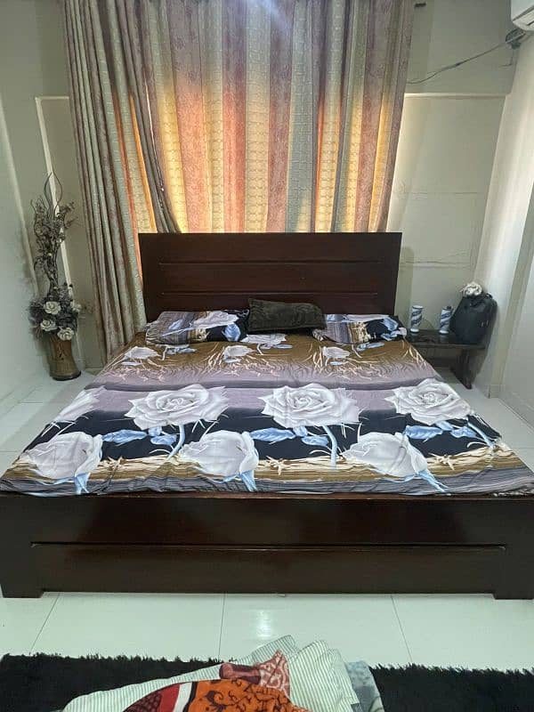 premium wooden bed with mattress 0