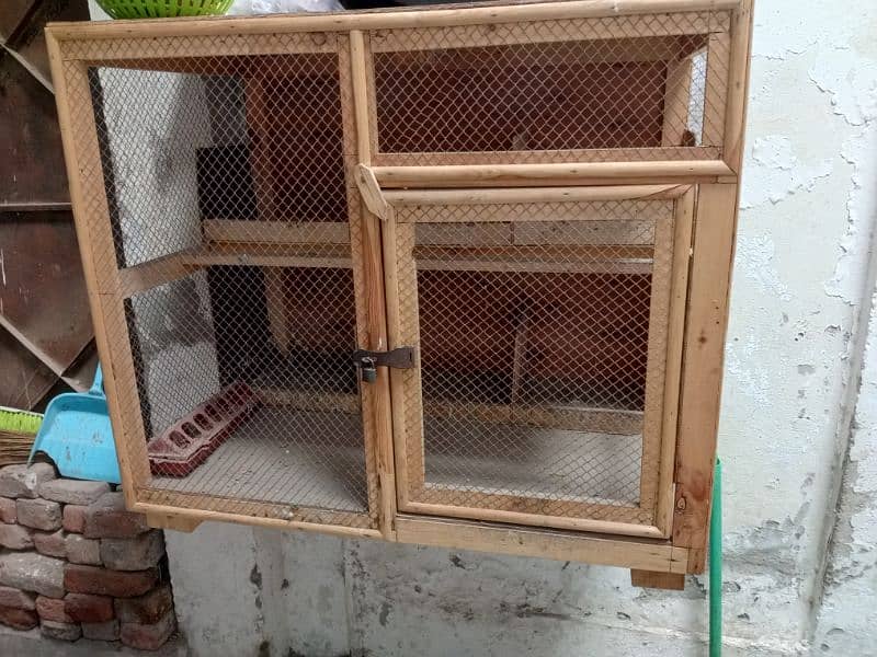 Wooden Birds Cage Hen cage Beautiful Double Portion Big Size 1