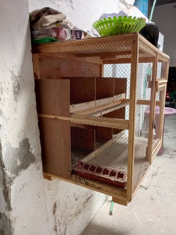 Wooden Birds Cage Hen cage Beautiful Double Portion Big Size 2