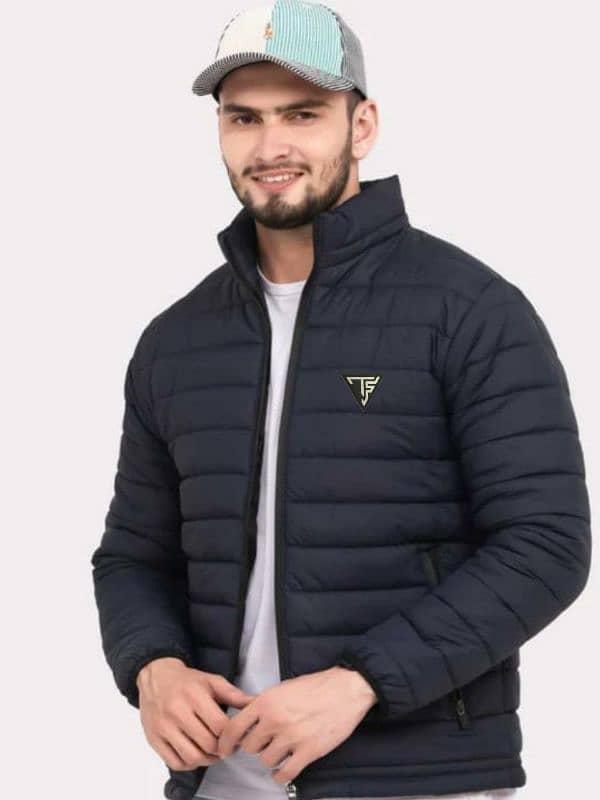 Men's Blue Plain Puffer Jacket - 1 Pc Stylish Winter Wear 0