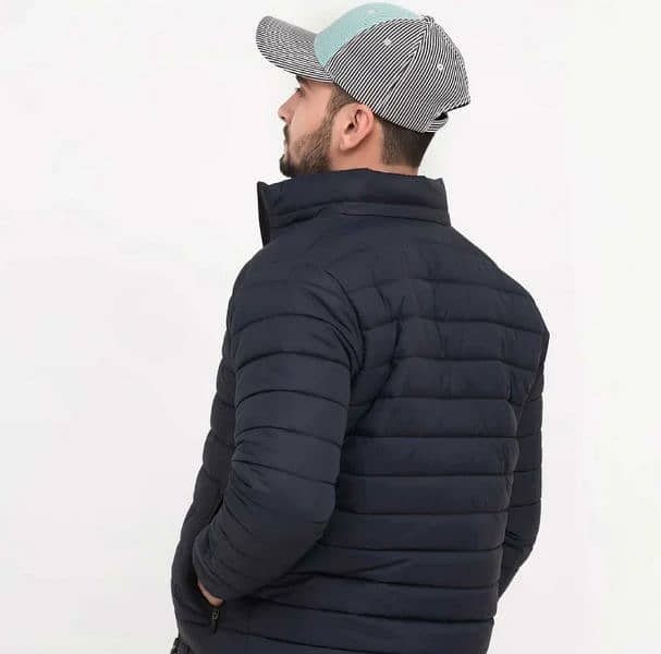 Men's Blue Plain Puffer Jacket - 1 Pc Stylish Winter Wear 1