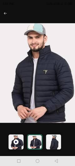 man's Blue plain puffer Jacket 1 Pc stylish winter