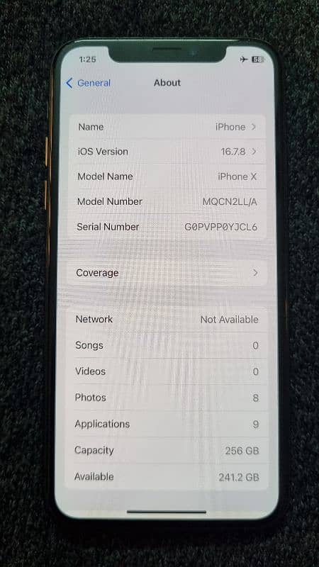 iPhone X 256GB Factory unlocked 84% battery health 0