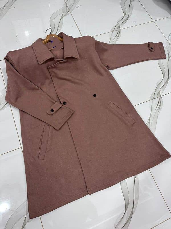 Stylish brown fleece trench coat 1