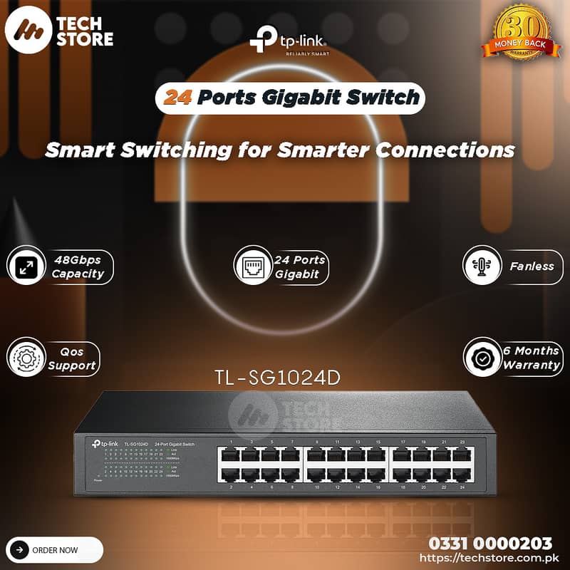 Tplink 24 Port TL-SG1024D Gigabit Desktop/Rackmount Switch (With Box) 0