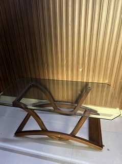 wooden and glass coffee table