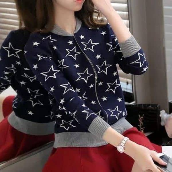 woman's star printed zipper jackets 1