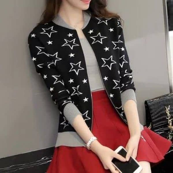 woman's star printed zipper jackets 2