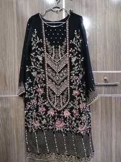 Black chiffon embroidered