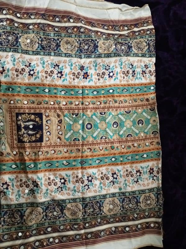 silk printed embroidered dupatta 1