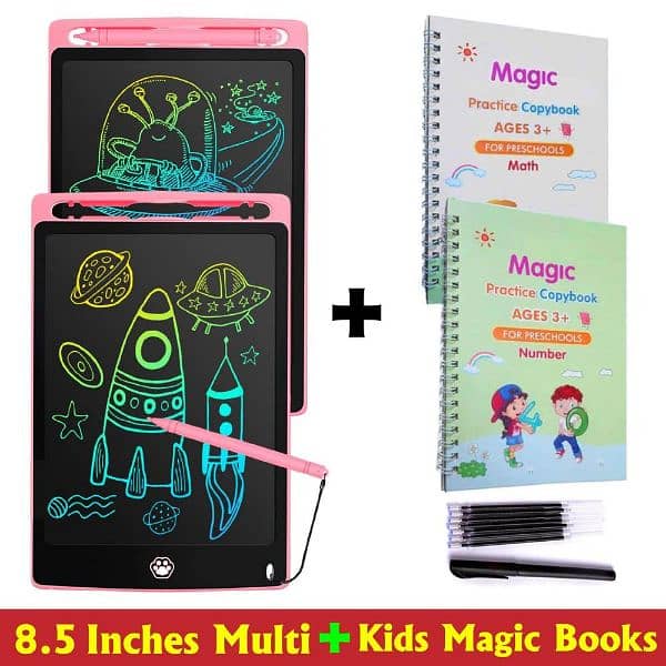 LCD Writing Tablet and Magic Copybook. Pack of 2 1