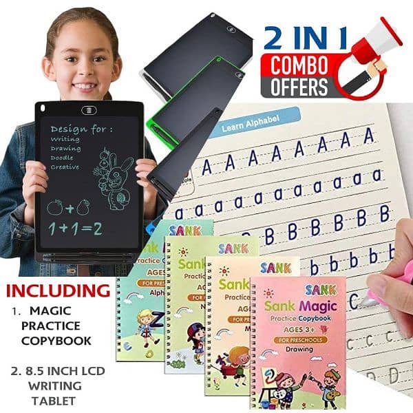 LCD Writing Tablet and Magic Copybook. Pack of 2 2