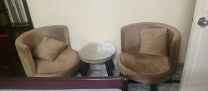 two sofa chair with table