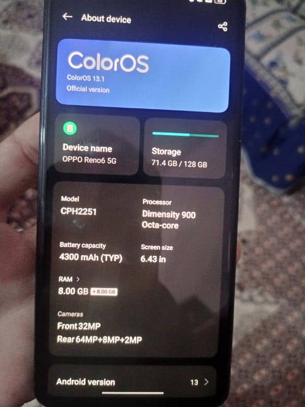 Oppo Reno 6 5g Non Pta 8+8/128 11