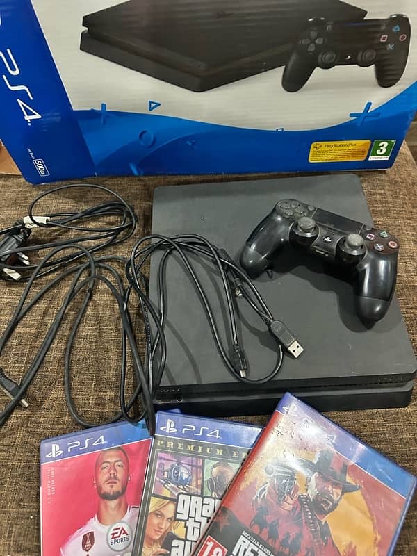 playstation 4 slim 1 tb with all complete assessories + three games 3