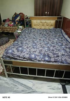 Steel Double Bed, with Mattress Fixed Price