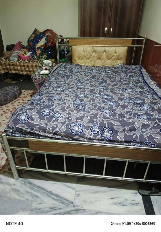 Steel Double Bed, with Mattress Fixed Price 0