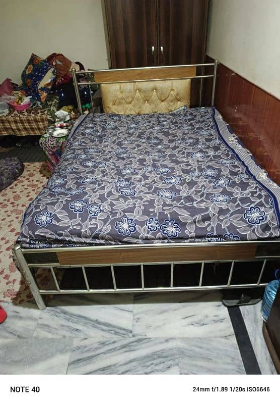 Steel Double Bed, with Mattress Fixed Price 2