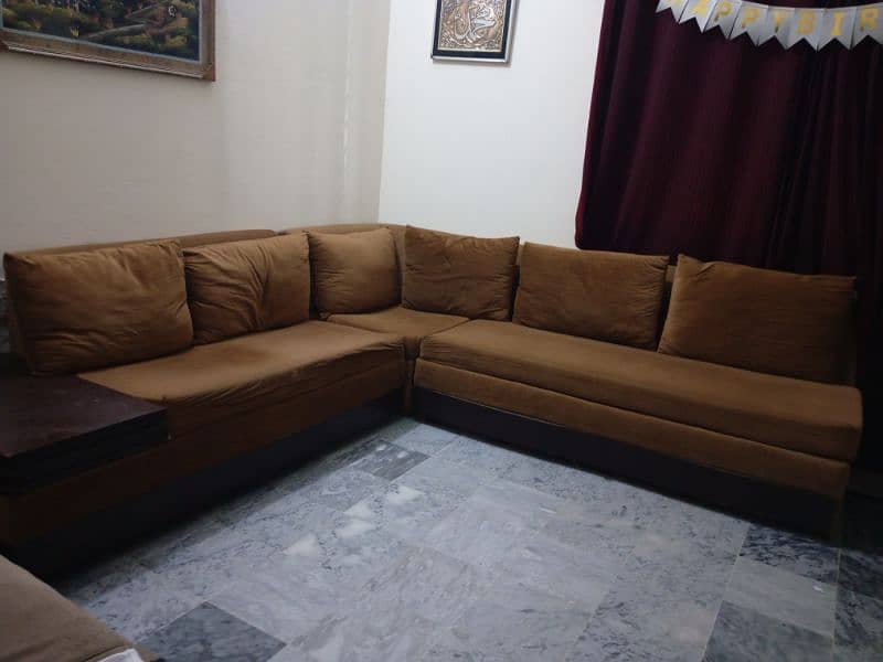 L shape used sofa set 1