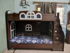 kids bunk bed with slide and drawers