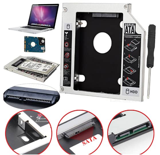 Slim 2nd HDD Caddy 9.5mm SATA 3.0 2.5 SSD Case Second Hard Disk Drive 1