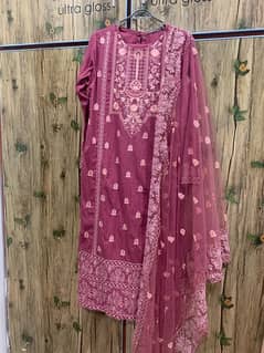 3 piece embroidered  jora ready to wear