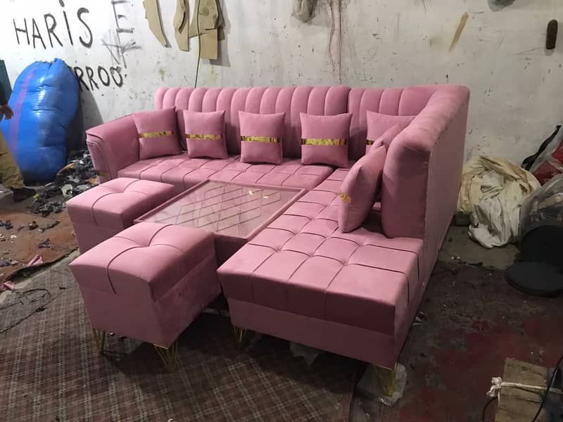 L-shape sofa set/Corner sofa for sale/7 Seater sofa with stool 2