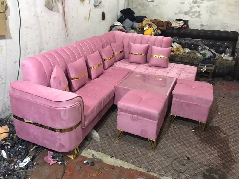 L-shape sofa set/Corner sofa for sale/7 Seater sofa with stool 3