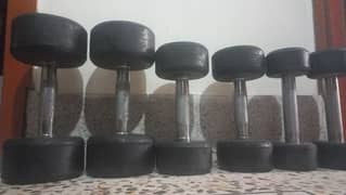 set of rubber coated dumbells