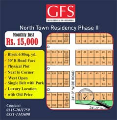 North town residency block 6 west open with park old price