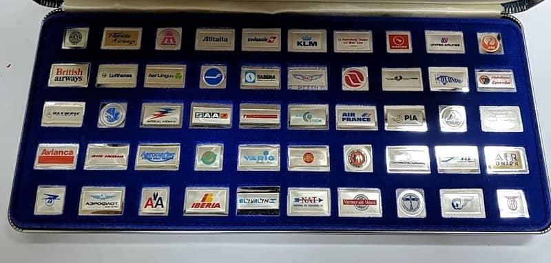 1970s Franklin Mint 50 greatest airline silver emblems  Silver ingots 0