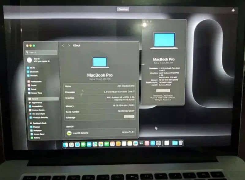 MacBook pro Mid 2015 (15.4 inch) with 16GB Ram 500GB SSD 3