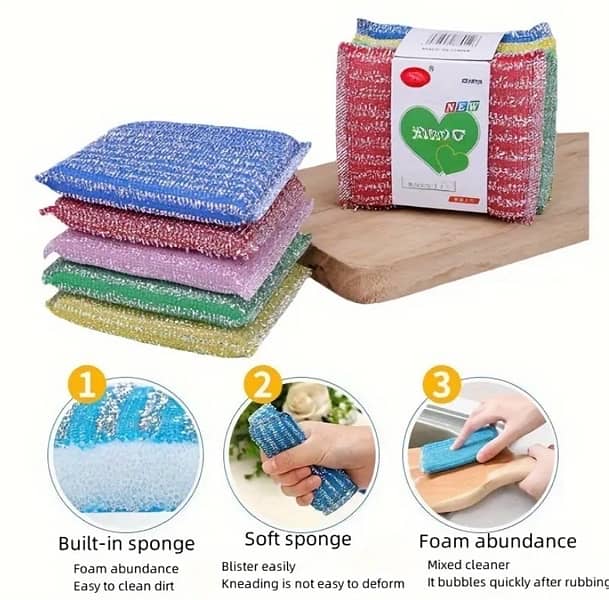 4 pieces Cloth Brush Dishcloth Brush Dish Artifact Kitchen Cleaning 3