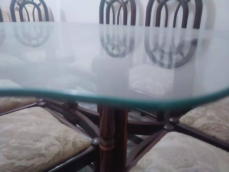 wooden dining table glasses mirror and 8 chairs 6