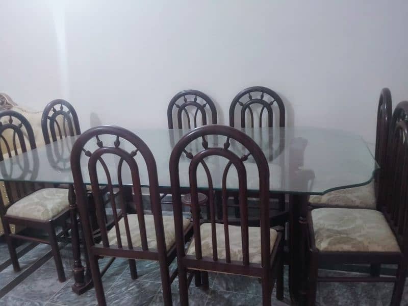 wooden dining table glasses mirror and 8 chairs 7