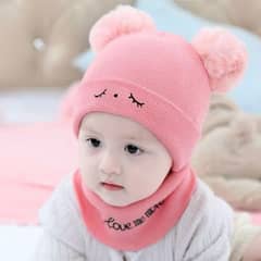 2 pcs wool textured Beanie And Neck warmer