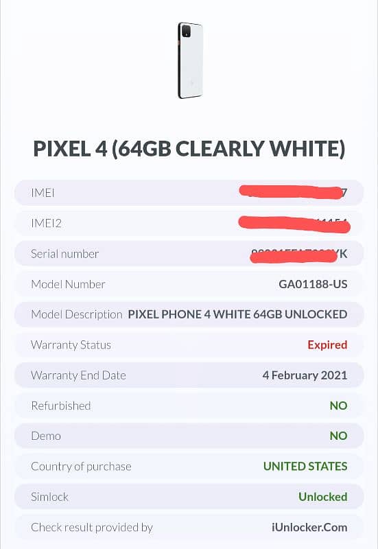 Google Pixel 4 6gb  • 64gb 2