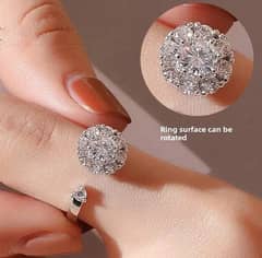 Rotatable Balls Design silver plated cubic zirconia Birthstone ring