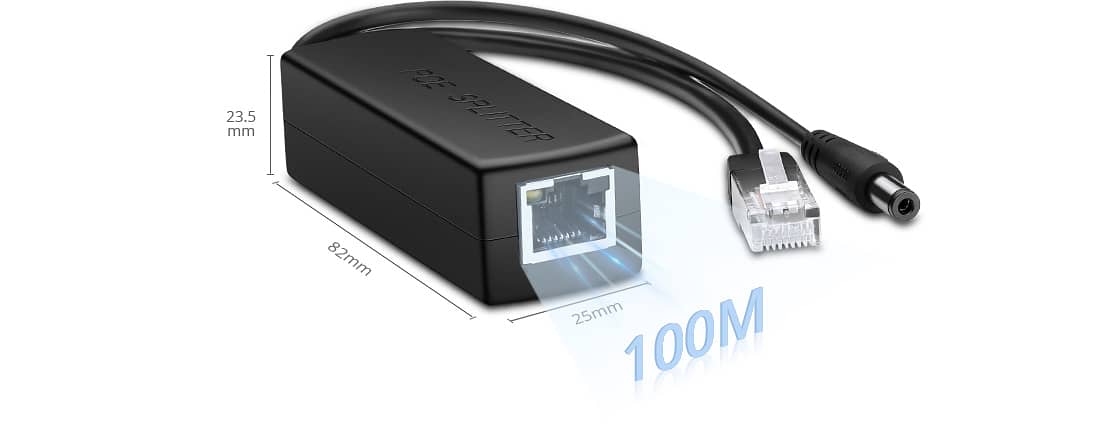 PoE Splitter Cable with DC 12V Output --- Single Port 10/100M 2