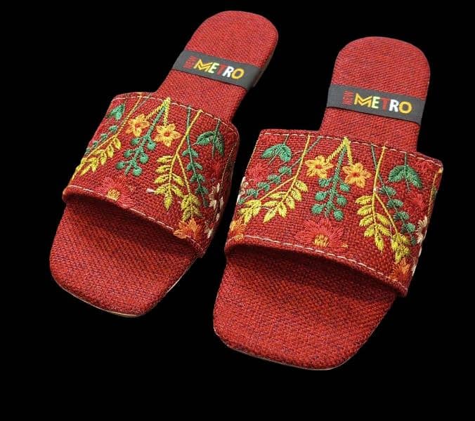 material  fabric slippers embroidery 2