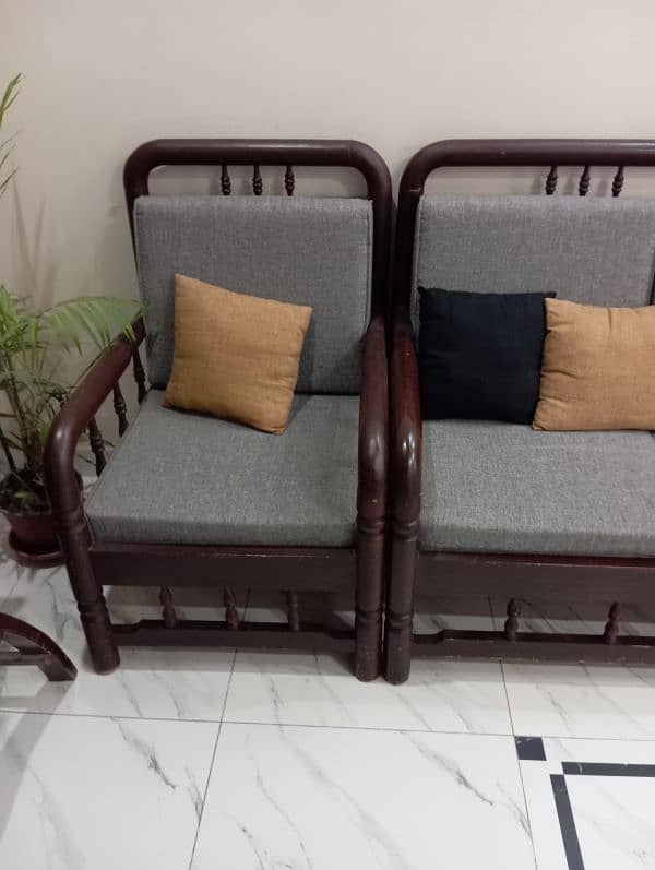 5 seater wooden furniture with molty  foam, 4 " seats   back cushion 2