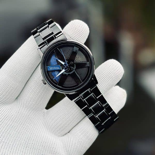 Ma1 Black Car Sport Rim Hub Wheel Wristwatch For Mens 3