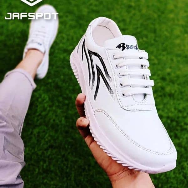 men's Athletic Running-JF019,White With Black Lines 2