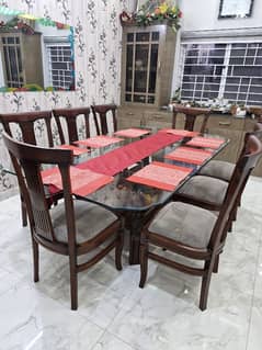 8 seater glass top 7ft x 4 ft super excellent condition dining table