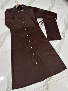 Stylish Cotton Overcoat with pant like Trouser 2 pcs Set Delivery only