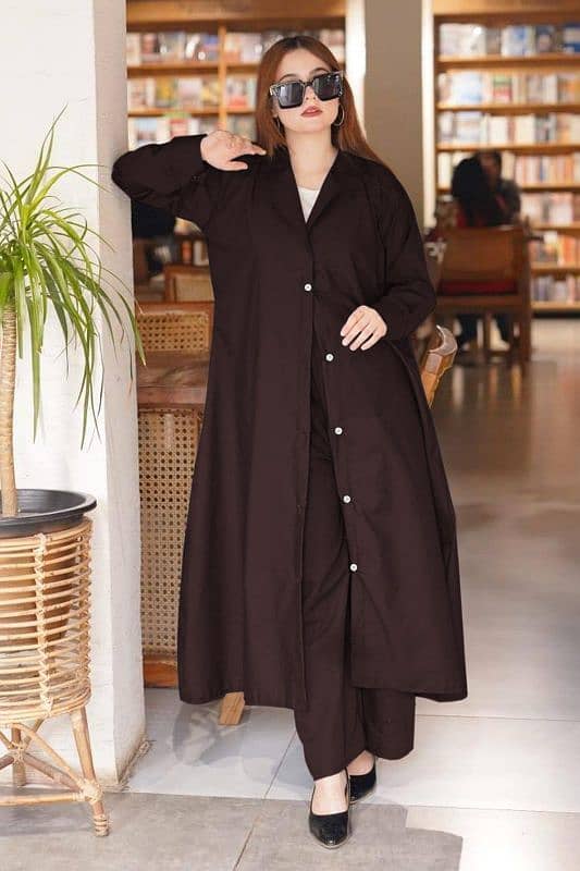 Stylish Cotton Overcoat with pant like Trouser 2 pcs Set Delivery only 2