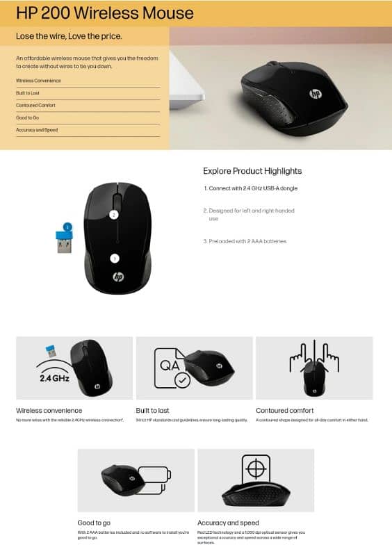 HP 200 Wireless Mouse Black 3