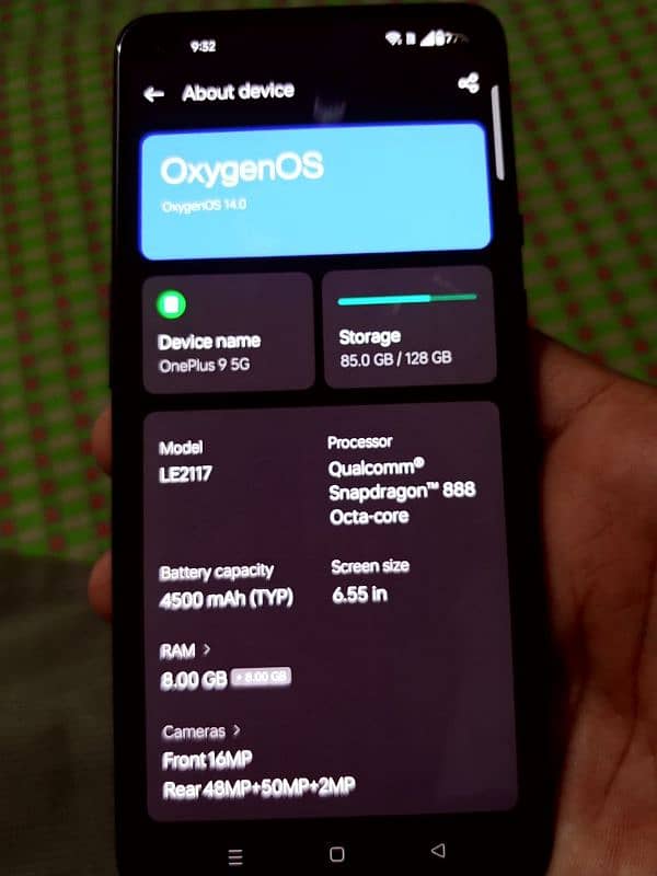 oneplus 9 5gb 8+8 gb 128gd All ok just Panel change But Original 4