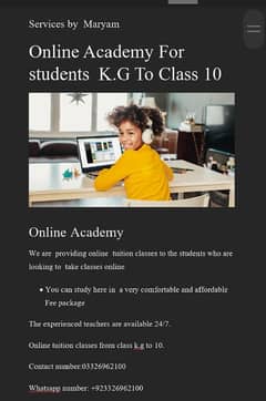 Online tuition classes for students