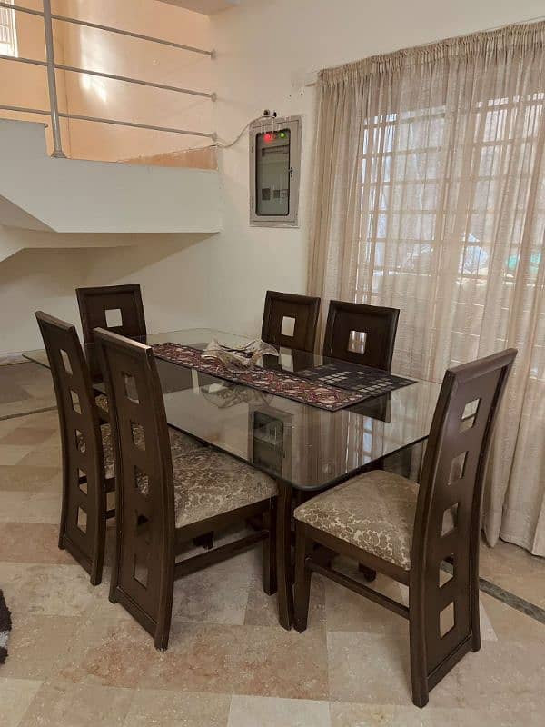 Dining Table Set 6 Chairs Wooden 0